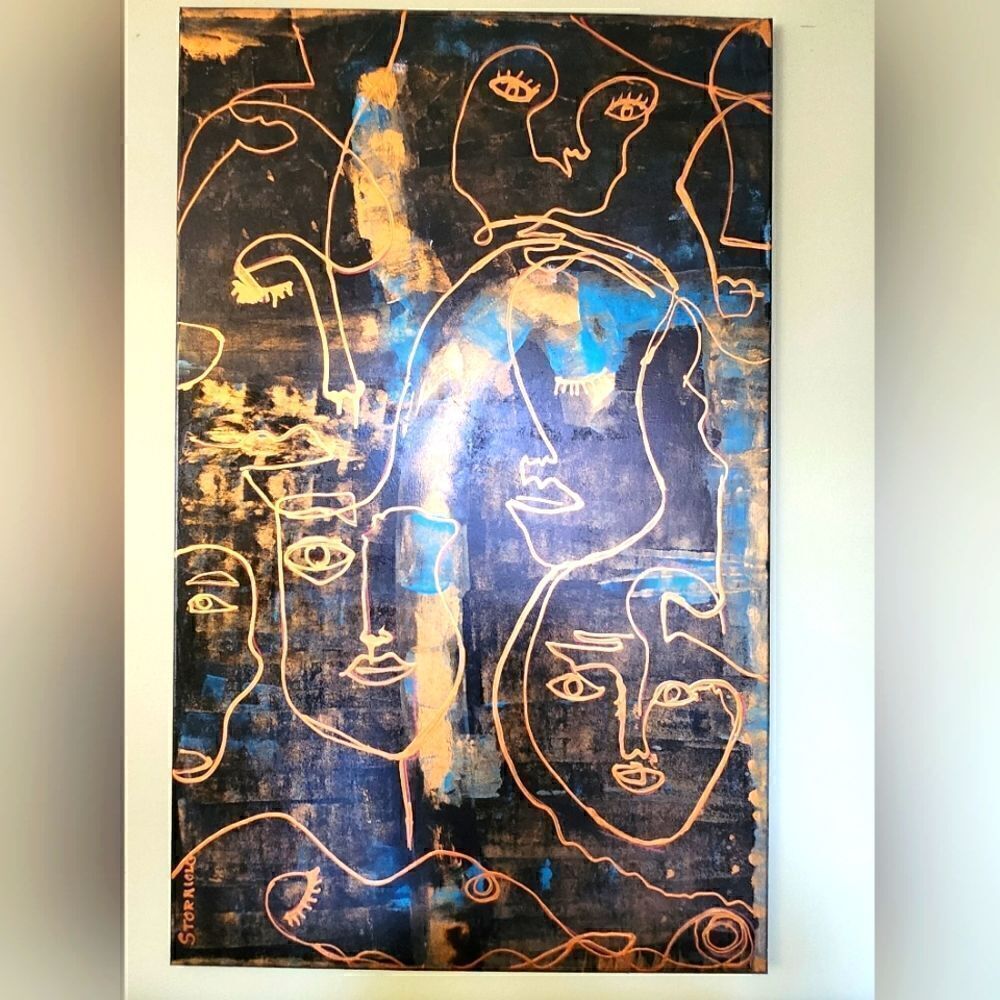 Huge Abstract Artwork (Faces) Contemporary